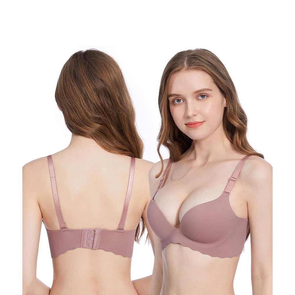 Eleplus Seamless Push Up Bra Women Size Medium Green New Wireless Scalloped Edge